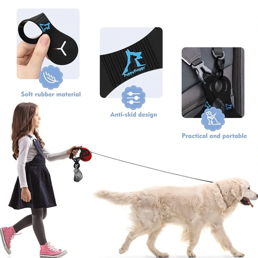 NEW! Dog Poop Bag Holder for Leash and 2 dog collar (Black)